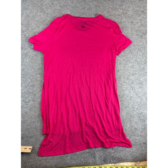 Juicy Couture High Low Graphic Tunic Top Womens Medium Pink Sequin Coquette Y2K - Picture 2 of 7